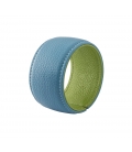 Cuff bracelet in ice blue and olive green leather SYLVIE