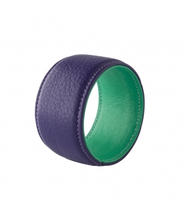 Bracelet manchette cuir violet bicolore SYLVIE gm
